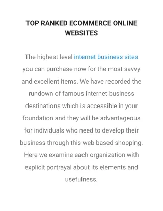 TOP RANKED ECOMMERCE ONLINE WEBSITES