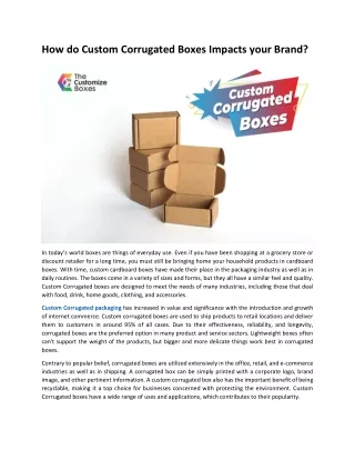 how do custom corrugated boxes impacts your brand