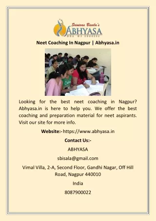 Neet Coaching In Nagpur  Abhyasa.in
