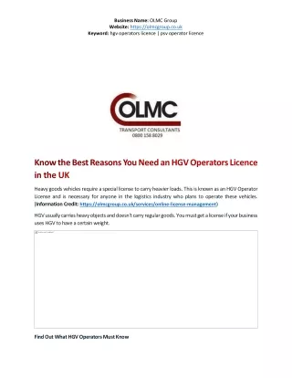 Know the Best Reasons You Need an HGV Operators Licence in the UK