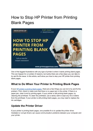 how to stop hp printer from printing blank pages