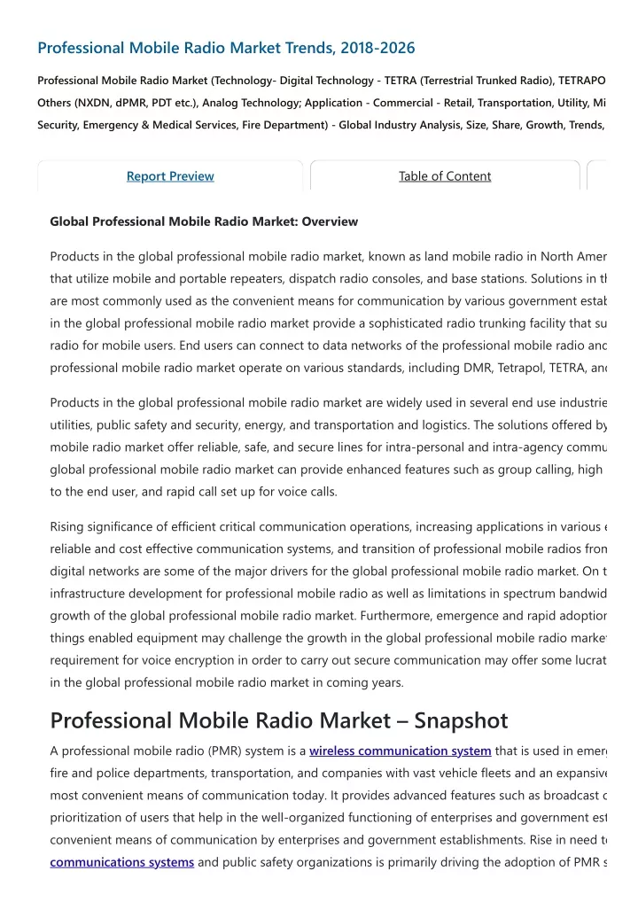 professional mobile radio market trends 2018 2026