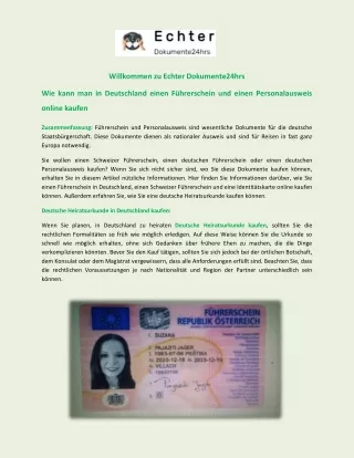 Wie kann man in Deutschland einen Führerschein und einen Personalausweis online kaufen