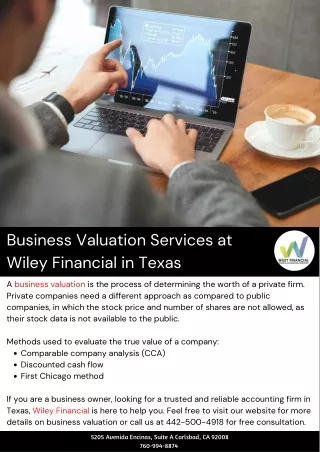 Business Valuation Services at Wiley Financial in Texas