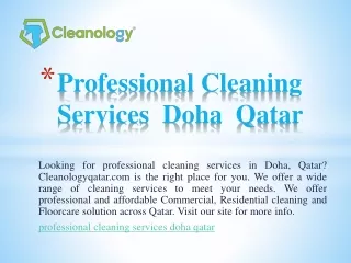 Professional Cleaning Services Doha Qatar | Cleanologyqatar.com