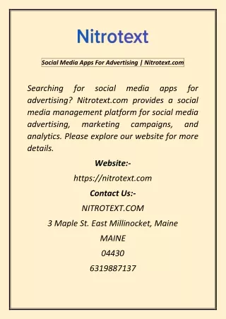 Social Media Apps For Advertising  Nitrotext