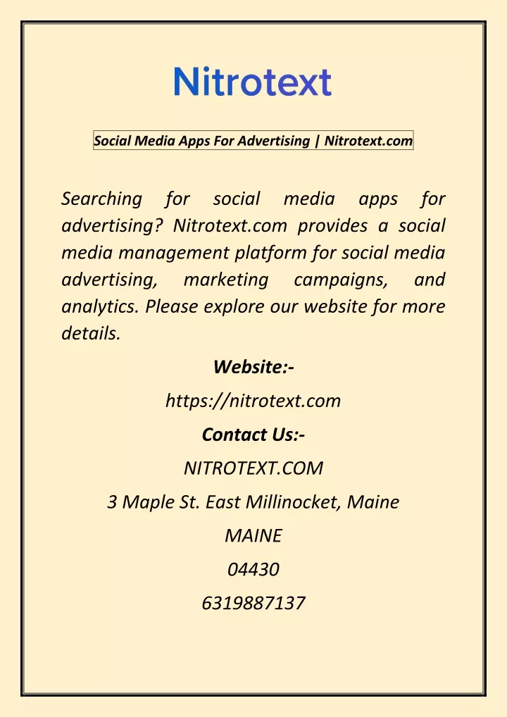 social media apps for advertising nitrotext com