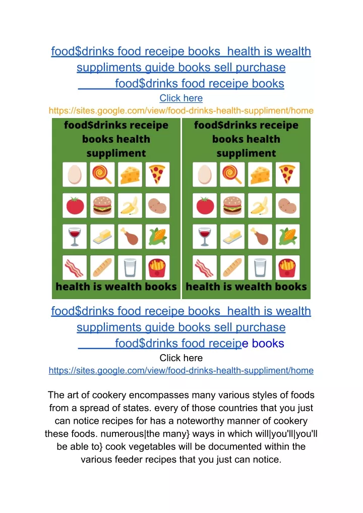 food drinks food receipe books health is wealth