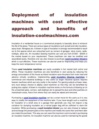 deployment machines with cost effective approach