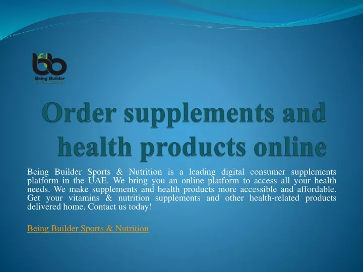 order supplements and health products online