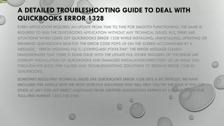a detailed troubleshooting guide to deal with quickbooks error 1328