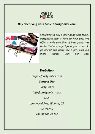 Buy Beer Pong Toss Table  Partyholics