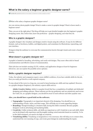 what is the salary a beginner graphic designer