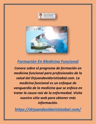 Formación En Medicina Funcional | Drjuandavidaristizabal.com