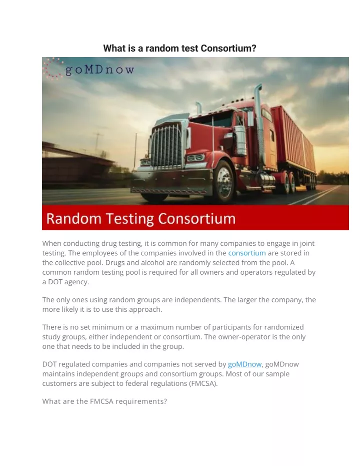 what is a random test consortium