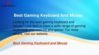 Best Gaming Keyboard And Mouse  Live-tech.in