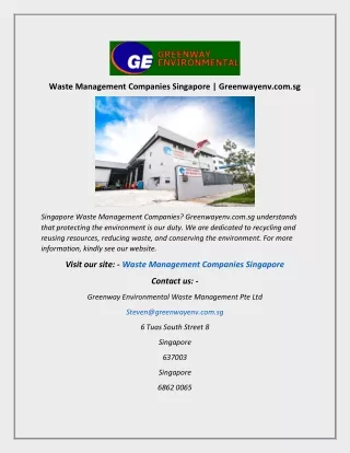 Waste Management Companies Singapore | Greenwayenv.com.sg