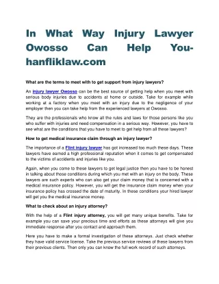 In What Way Injury Lawyer Owosso Can Help You hanfliklaw.com