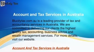 Account and Tax Services in Australia  Blucitytax.com.au
