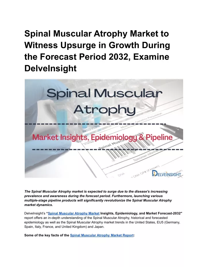 spinal muscular atrophy market to witness upsurge