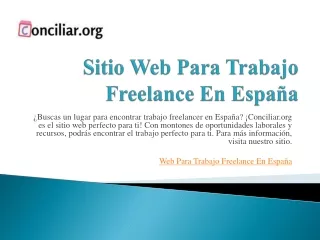 Sitio Web Para Trabajo Freelance En España | Conciliar.org