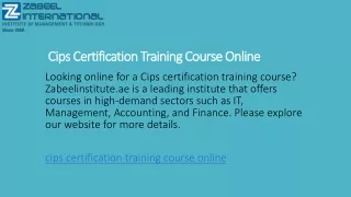 Cips Certification Training Course Online  Zabeelinstitute.ae
