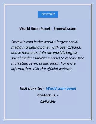World Smm Panel | Smmwiz.com