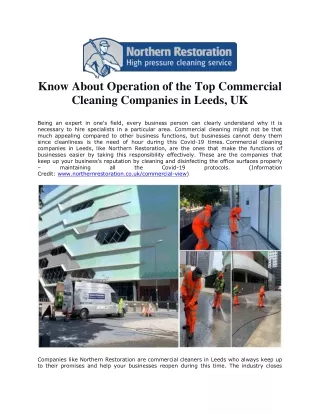 Know About Operation of the Top Commercial Cleaning Companies in Leeds, UK