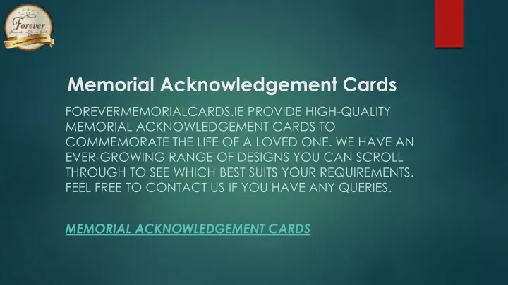 memorial acknowledgement cards
