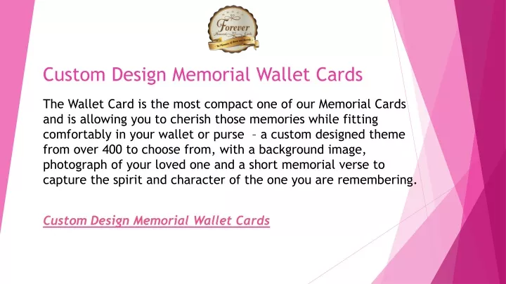 custom design memorial wallet cards