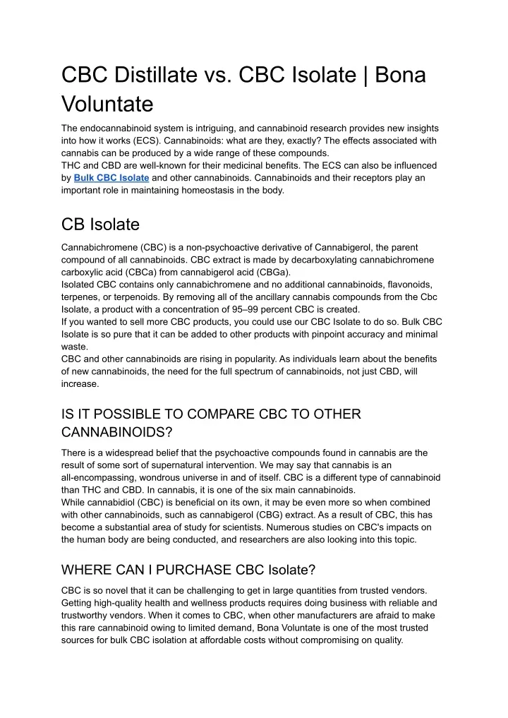 cbc distillate vs cbc isolate bona voluntate