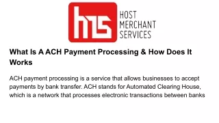 what is a ach payment processing how does it works