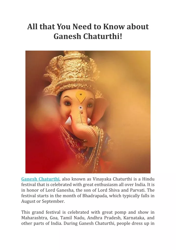 all that you need to know about ganesh chaturthi