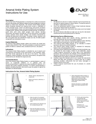 Arsenal Ankle Plating System Threaded Standard and Locking Bone Screws