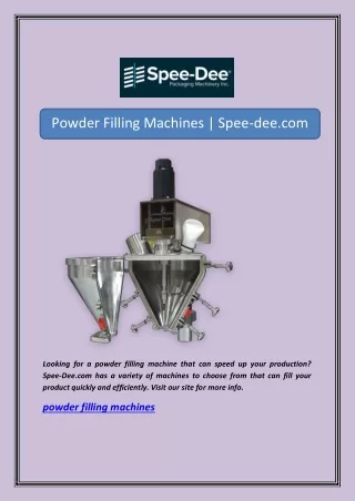powder filling machines spee dee com