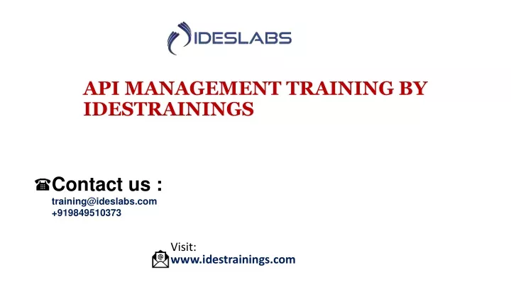 api management training by idestrainings