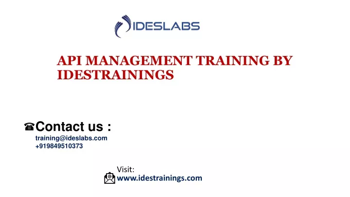 api management training by idestrainings