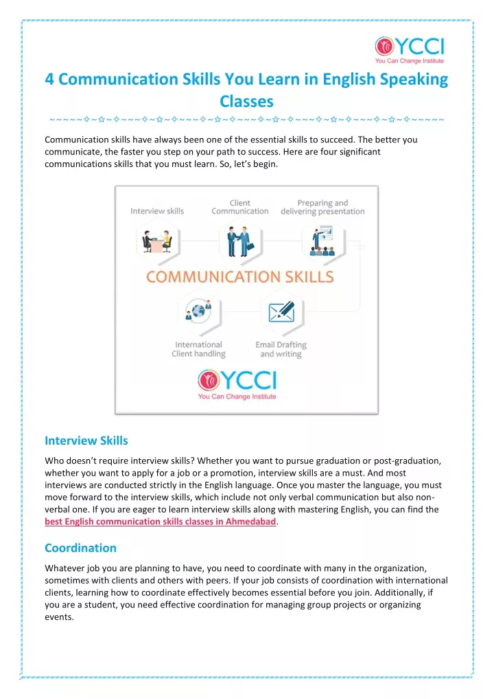 4 communication skills you learn in english