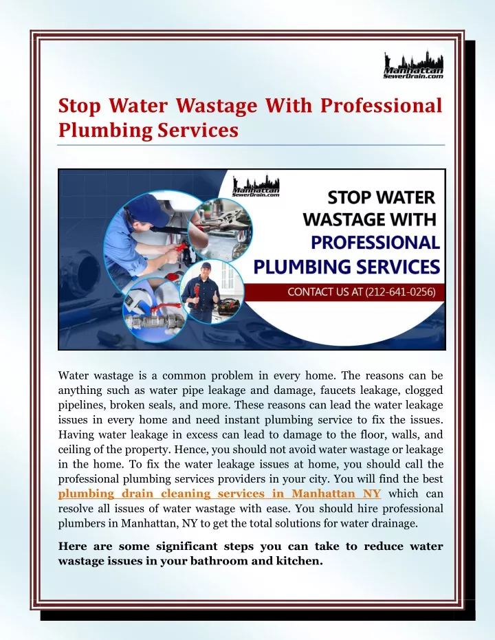 stop water wastage with professional plumbing