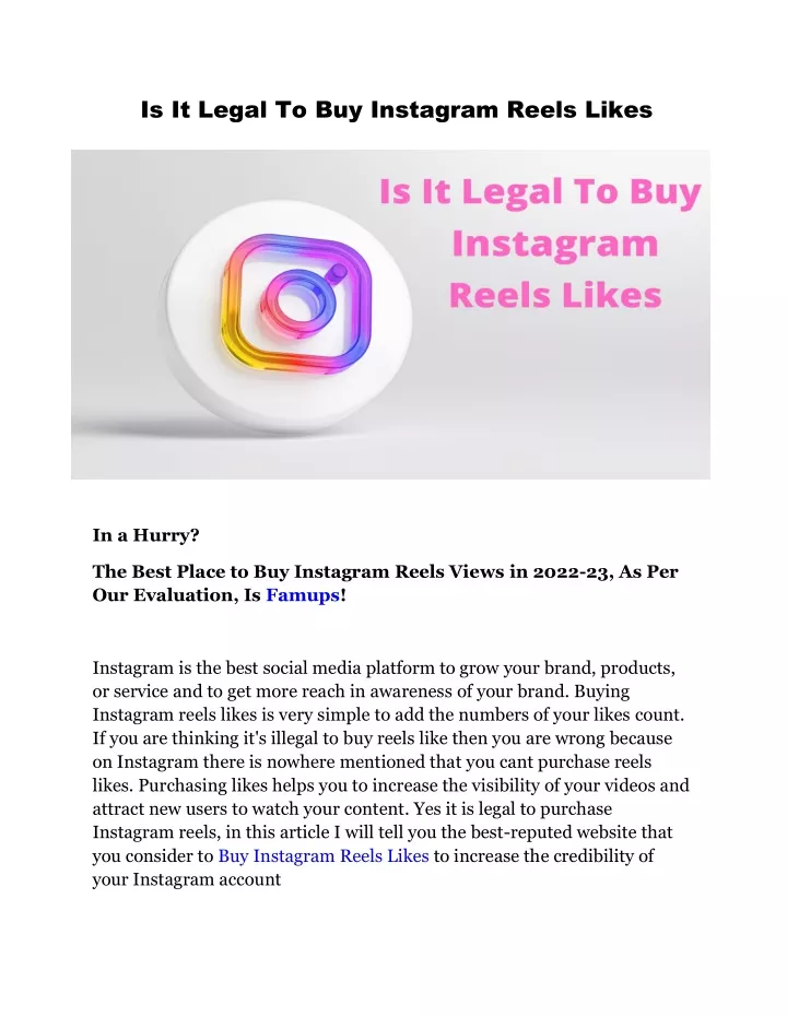 is it legal to buy instagram reels likes