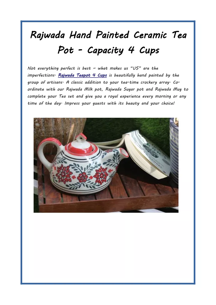 rajwada hand painted ceramic tea pot capacity