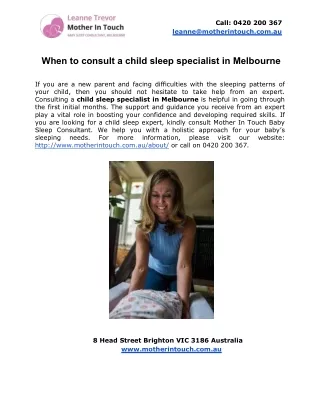 When to consult a child sleep specialist in Melbourne