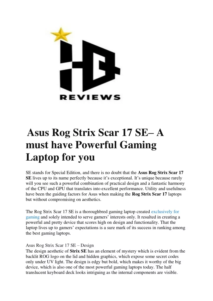 asus rog strix scar 17 se a must have powerful