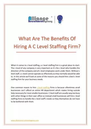what are the benefits of hiring a c level