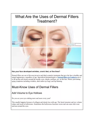 Uses of Dermal Fillers Treatment