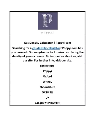 Gas Density Calculator  Poppyi.com