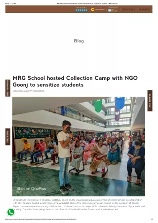 MRG School hosted Collection Camp with NGO Goonj to sensitize students – MRG School