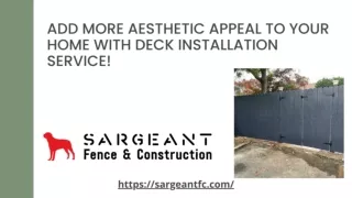 Deck Installation Services | Sargeant FC