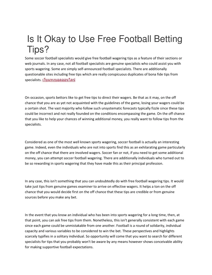 is it okay to use free football betting tips