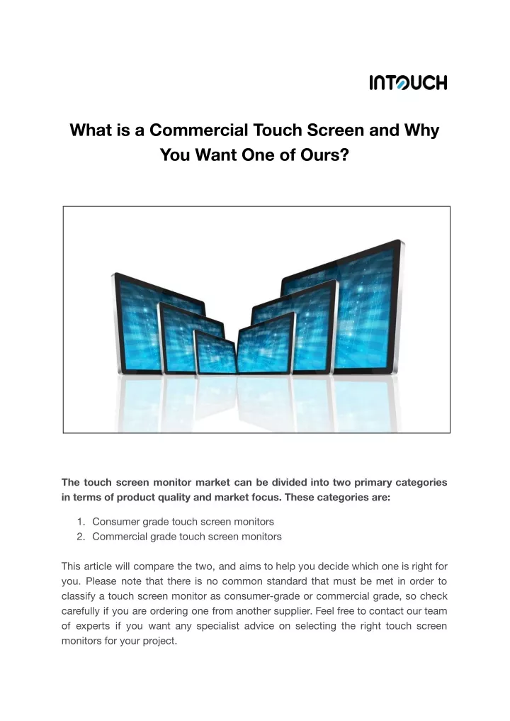 what is a commercial touch screen